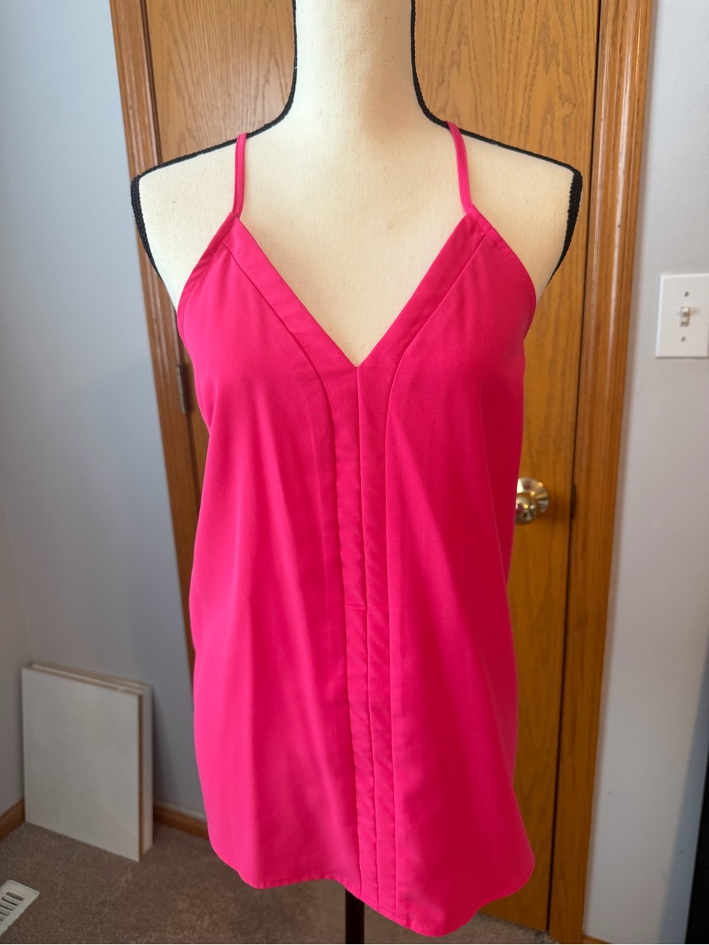 Hot Pink Spaghetti Strap V-Neck Cami
